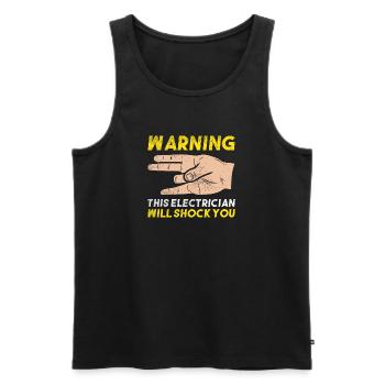 Warning This Electrician Will Shock You Gift Art - Männer Premium Bio Tank Top - Schwarz - Vorne - AI Model Male 178 light (178cm)