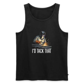 Welding Sparks I'D TACK THAT - Men's Premium Organic Tank Top - black - Front - Michal (187cm)
