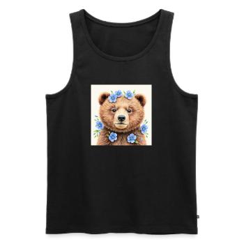 Blue Flower Bear Templates - Men's Premium Organic Tank Top - black - Front - AI Model Male 178 light (178cm)