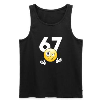 Numer 67 z emotikonem - Débardeur bio Premium Homme - noir - Devant - AI Model Male 178 light (178cm)