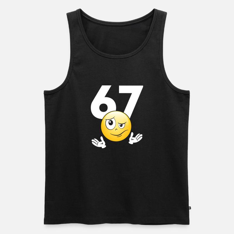 Numer 67 z emotikonem - Männer Premium Bio Tank Top - Schwarz
