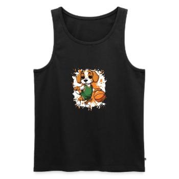 Basketball Dog Spritz Splash - Men's Premium Organic Tank Top - black - Front - AI Model Male 178 light (178cm)