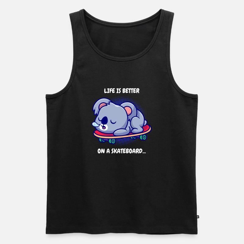Koala auf Skateboard - Männer Premium Bio Tank Top - Schwarz