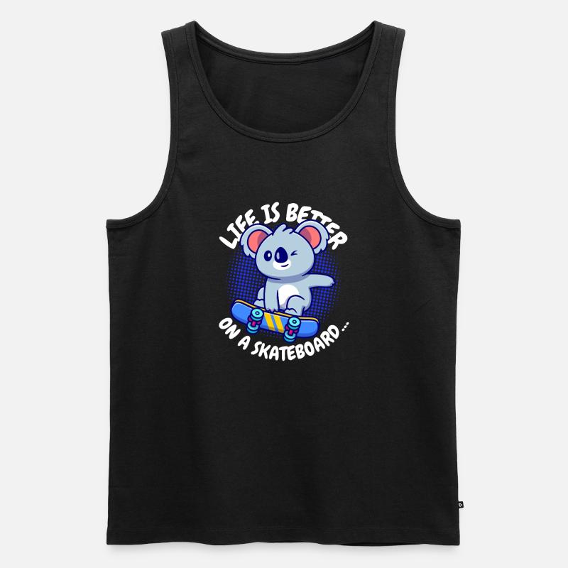 Koala Skateboard Lebensfreude - Männer Premium Bio Tank Top - Schwarz