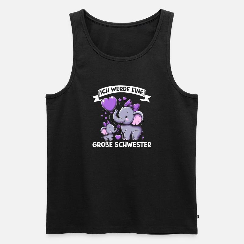 Große Schwester Elefanten Älteres Geschwisterkind - Männer Premium Bio Tank Top - Schwarz