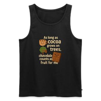 Schokolade zählt als Obst – lustiger Kakao Spruch - Männer Premium Bio Tank Top - Schwarz - Vorne - Michal (187cm)
