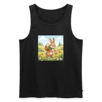 Easter bunny with basket and eggs - Men's Premium Organic Tank Top - black - Front - Michal (187cm)