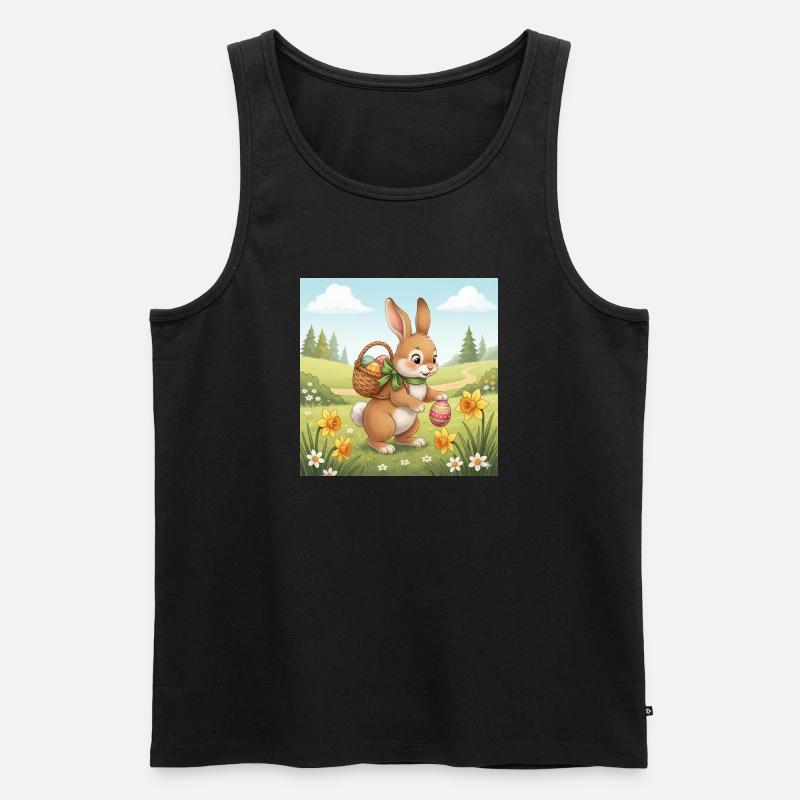 Osterhase mit Korb und Eiern - Männer Premium Bio Tank Top - Schwarz