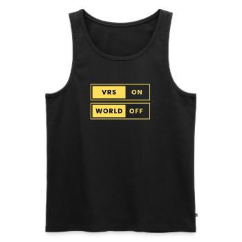 VRS ON World OFF  - Männer Premium Bio Tank Top - Schwarz - Vorne - AI Model Male 178 light (178cm)