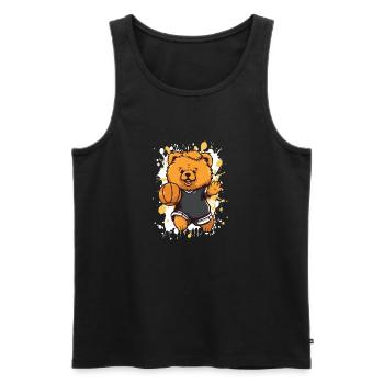 Little Bear with Basketball - Men's Premium Organic Tank Top - black - Front - AI Model Male 178 light (178cm)