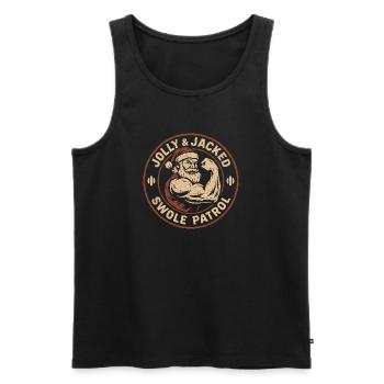 Jolly And Jacked Swole Patrol Christmas Workout - Men's Premium Organic Tank Top - black - Front - AI Model Male 178 light (178cm)