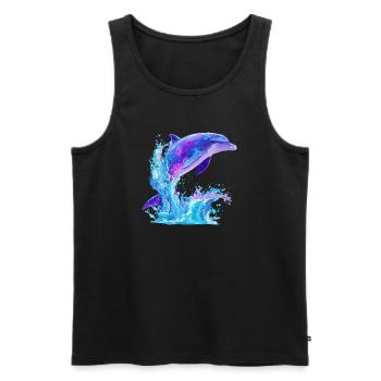 Colored Dolphin Splash - Men's Premium Organic Tank Top - black - Front - AI Model Male 178 light (178cm)