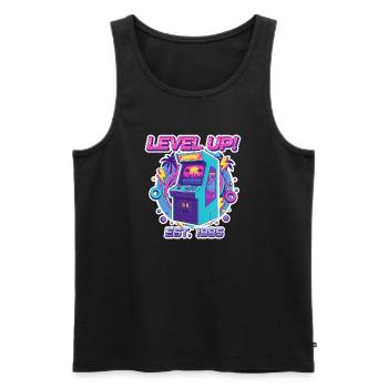 Level Up 1985 – Retro Arcade Automat Design - Men's Premium Organic Tank Top - black - Front - Michal (187cm)