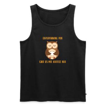 Kaffeezeit und Eulenruhe - Männer Premium Bio Tank Top - Schwarz - Vorne - Michal (187cm)