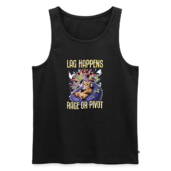 Funny Gaming Gamer Cat - Männer Premium Bio Tank Top - Schwarz - Vorne - Michal (187cm)