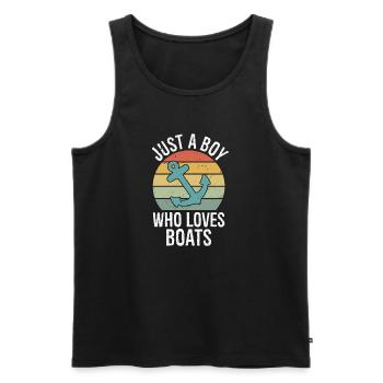 Just a Boy Who Loves Boats Retro Boys Bday Boat - Men's Premium Organic Tank Top - black - Front - Michal (187cm)