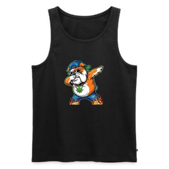Dabbing Bulldog Streetart Cannabis Design - Männer Premium Bio Tank Top - Schwarz - Vorne - AI Model Male 178 light (178cm)