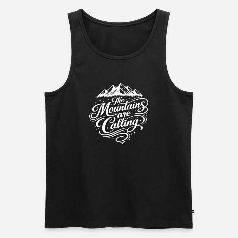 Die Berge Rufen Spruch - Männer Premium Bio Tank Top - Schwarz