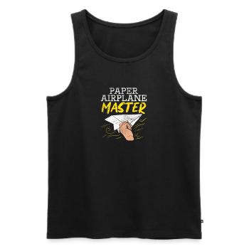 Funny Paper Airplane Master Graphic - Men's Premium Organic Tank Top - black - Front - AI Model Male 178 light (178cm)