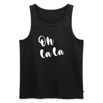 OH LA LA - Men's Premium Organic Tank Top - black - Front - AI Model Male 178 light (178cm)