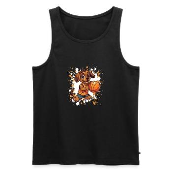 Dessin animé de chien de basketball - Débardeur bio Premium Homme - noir - Devant - Michal (187cm)
