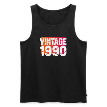 Logo vintage en texte vieilli de 1990 - Débardeur bio Premium Homme - noir - Devant - AI Model Male 178 light (178cm)