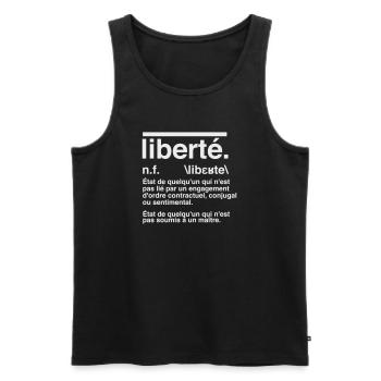 Liberté Définition Style Dictionnaire  - Débardeur bio Premium Homme - noir - Devant - AI Model Male 178 light (178cm)
