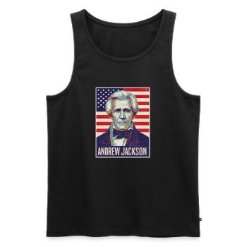 Andrew Jackson Usa - Men's Premium Organic Tank Top - black - Front - AI Model Male 178 light (178cm)