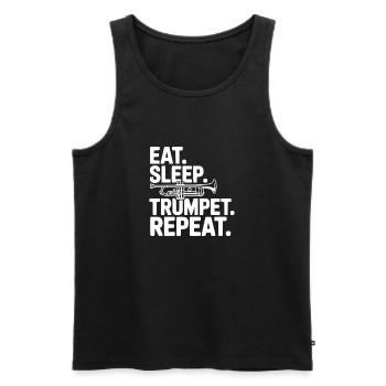 Iss. Schlaf. Trompete. Wiederholen. - Männer Premium Bio Tank Top - Schwarz - Vorne - Michal (187cm)