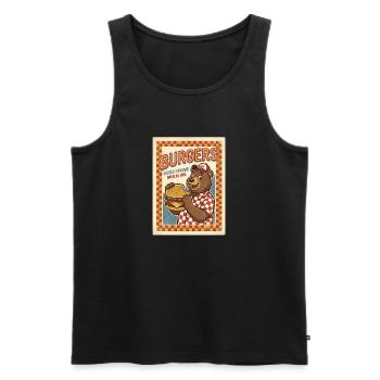Burgers World Famous Open 24 Hrs Bears Diner - Men's Premium Organic Tank Top - black - Front - AI Model Male 178 light (178cm)