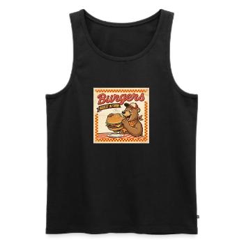 Burgers Biggest In Town Retro Bären Hunger - Männer Premium Bio Tank Top - Schwarz - Vorne - AI Model Male 178 light (178cm)
