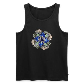 Blaugrüne extravagante Mandala-Blume - Männer Premium Bio Tank Top - Schwarz - Vorne - AI Model Male 178 light (178cm)