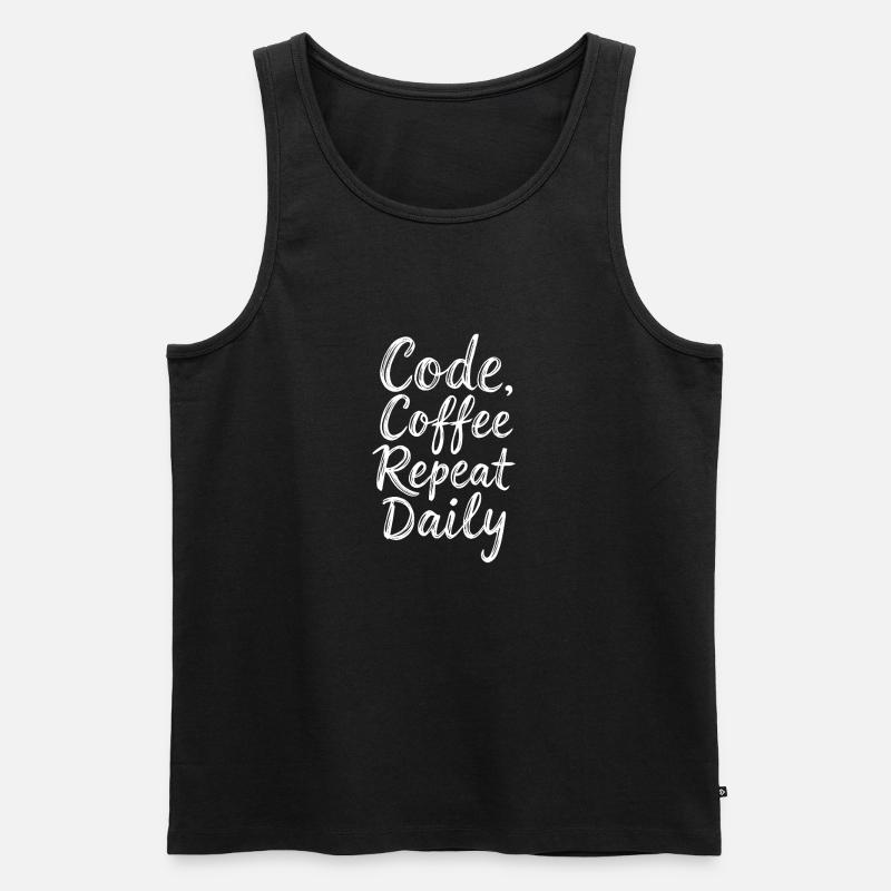 Code Schlaf Debug Wiederholungsprogramm Shirt - Männer Premium Bio Tank Top - Schwarz