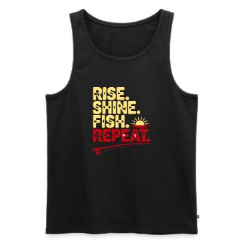 Rise Shine Fish Wiederholung - Männer Premium Bio Tank Top - Schwarz - Vorne - Michal (187cm)