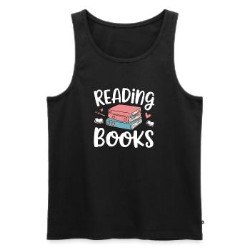 Reading Books - Men's Premium Organic Tank Top - black - Front - AI Model Male 178 light (178cm)