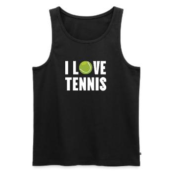 Ich liebe Tennis - Männer Premium Bio Tank Top - Schwarz - Vorne - Michal (187cm)