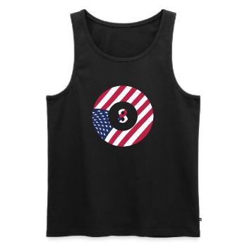USA Flag 8 Ball Billiards Patriotic Pool Player - Men's Premium Organic Tank Top - black - Front - AI Model Male 178 light (178cm)
