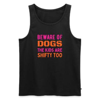 Beware of dogs and kids - Men's Premium Organic Tank Top - black - Front - AI Model Male 178 light (178cm)