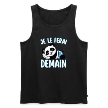 Funny T-Shirt "Je Le Do" Tomorrow - Funny Phrase - Men's Premium Organic Tank Top - black - Front - AI Model Male 178 light (178cm)