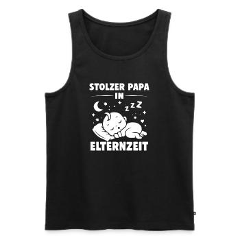 Stolzer Papa in Elternzeit - Männer Premium Bio Tank Top - Schwarz - Vorne - Michal (187cm)