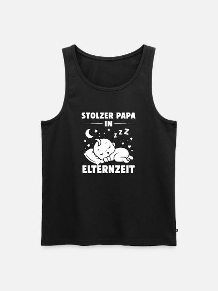 Stolzer Papa in Elternzeit - Männer Premium Bio Tank Top - Schwarz