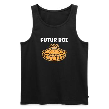 Humour galette des rois - Débardeur bio Premium Homme - noir - Devant - AI Model Male 178 light (178cm)