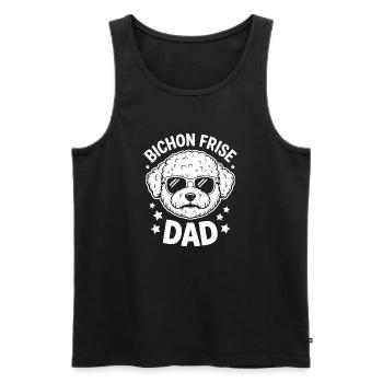 Expressions du Bichon Frisé Drôle : Don Bichon Frisé - Débardeur bio Premium Homme - noir - Devant - AI Model Male 178 light (178cm)