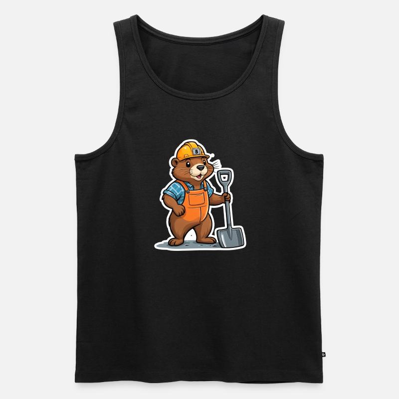 Baustellen Bieber - Männer Premium Bio Tank Top - Schwarz