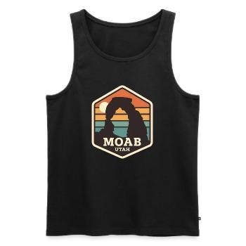 Arche du désert de Moab, Utah, coucher de soleil rétro - Débardeur bio Premium Homme - noir - Devant - AI Model Male 178 light (178cm)