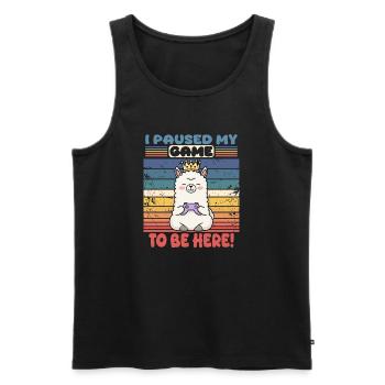 I paused my game to be here - Men's Premium Organic Tank Top - black - Front - Michal (187cm)