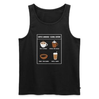 Coffee Language Global Edition - Men's Premium Organic Tank Top - black - Front - AI Model Male 178 light (178cm)