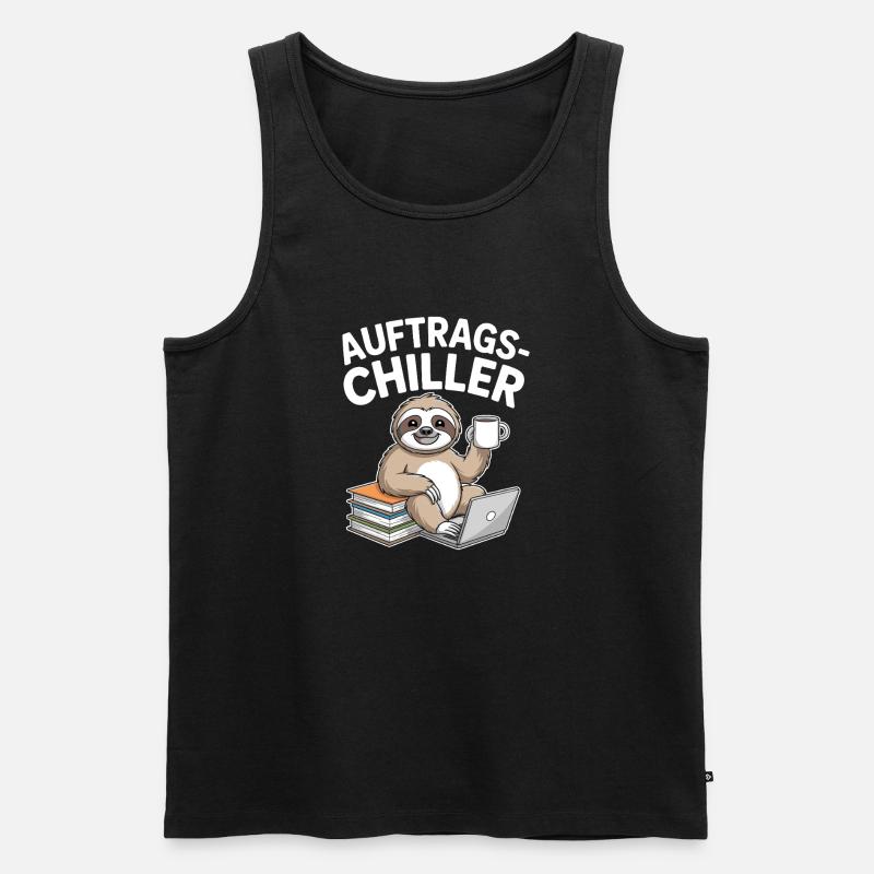 Commander Chiller Commander Chiller Bureau Sloth - Débardeur bio Premium Homme - noir