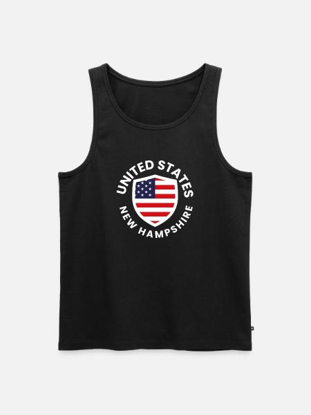 New Hampshire Shield with American Flag - Men's Premium Organic Tank Top - black