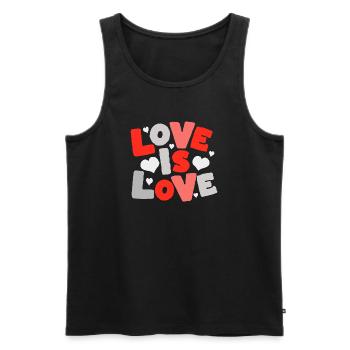 Love Is Love – Colorful Typo with Hearts - Men's Premium Organic Tank Top - black - Front - Michal (187cm)